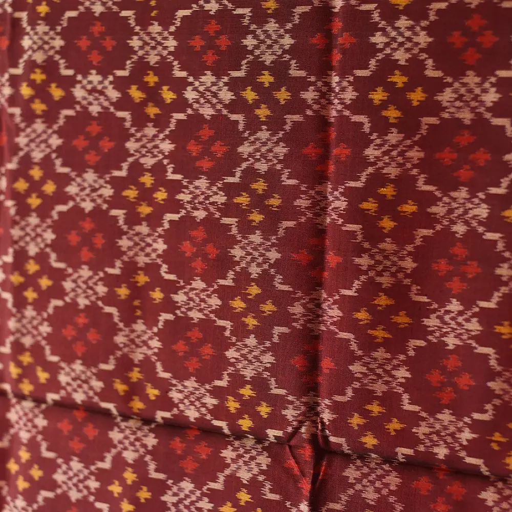 shop pure silk patola ikat dupatta - Brown Button