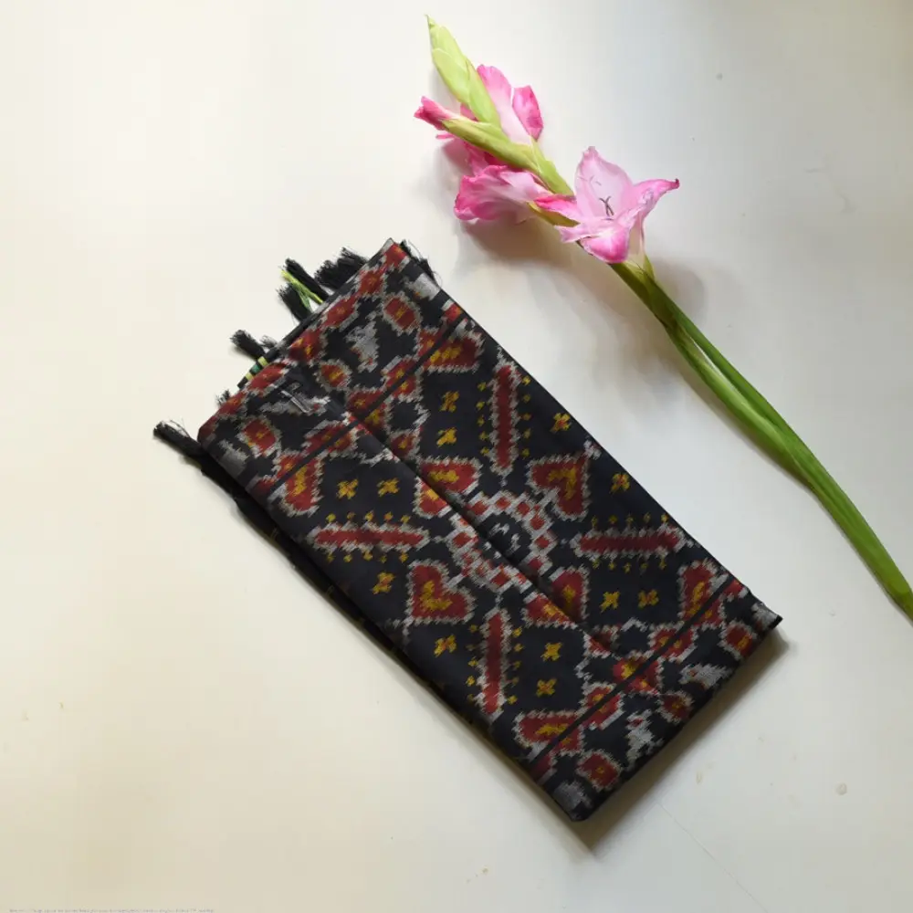 shop handloom silk cotton patola ikat black stole