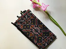 Rasika . रसिका ~ Handloom Patola Silk Cotton Stole - Black