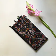 Rasika . रसिका ~ Handloom Patola Silk Cotton Stole - Black