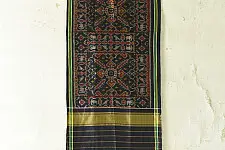 Rasika . रसिका ~ Handloom Patola Silk Cotton Stole - Black