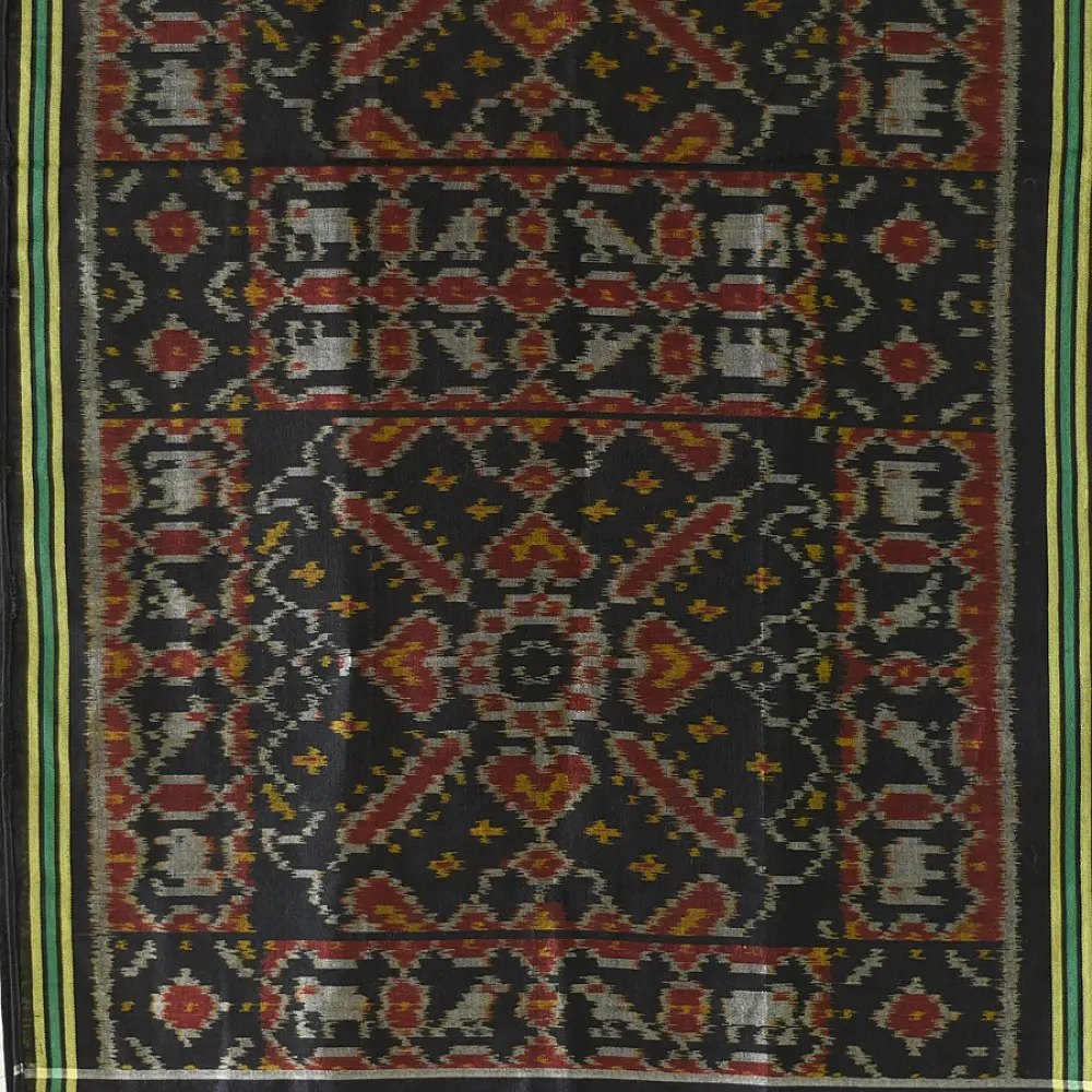 shop handloom silk cotton patola ikat black stole