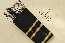 Tangaliya | Handloom Cotton Stole - Black