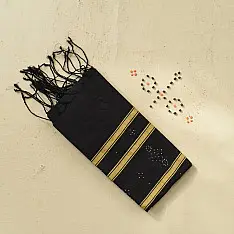 Tangaliya | Handloom Cotton Stole - Black