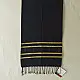 tangaliya handloom cotton stole in jet black, raised white and terracotta dana dots, and hand-knotted fringe tassels