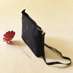 Dots & weaves ~ Tangaliya Sling Bag | Black