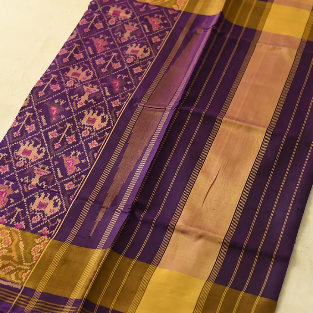 shop Silk Saree - Purple Narikunj Traditional Patola