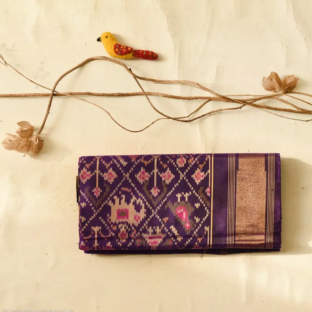 shop Silk Saree - Purple Narikunj Traditional Patola