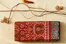 चंपा - चकली ⁂ Wedding Patola Silk Saree |  Semi Double Ikat | Red & Green