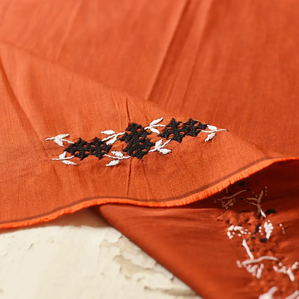 Embroidered Blouse Piece ( Unstitched ) -brown