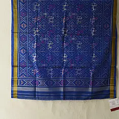 Rasika . रसिका ~ Patola Silk Dupatta ~ Blue Narikunj Design