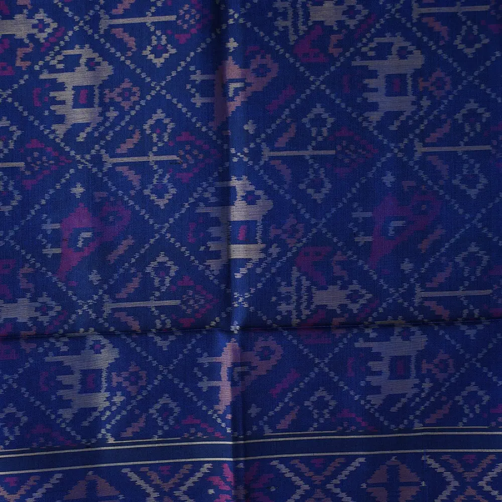 shop pure silk patola ikat Blue Narikunj Design dupatta