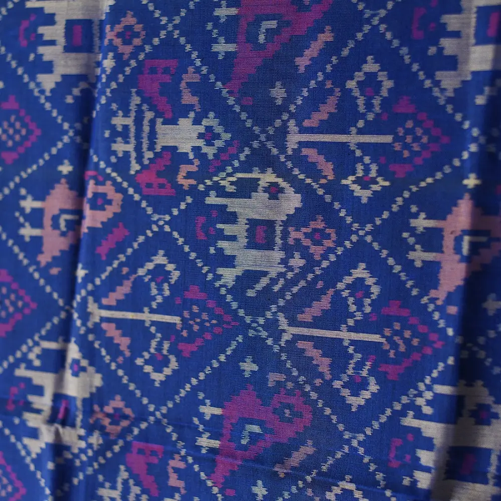 shop pure silk patola ikat Blue Narikunj Design dupatta