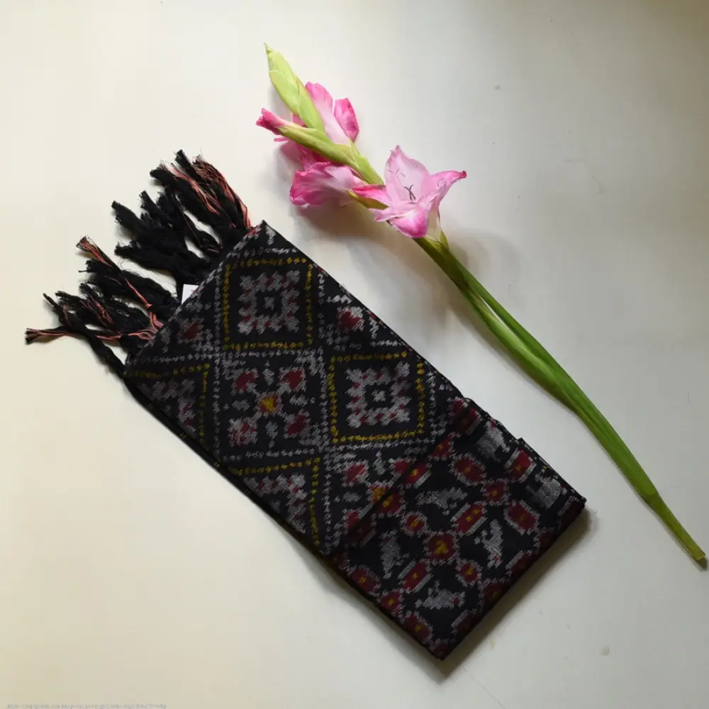 shop handloom black silk cotton patola ikat stole