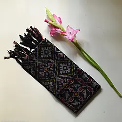 Rasika . रसिका ~ Handloom Patola Silk Cotton Stole - Black