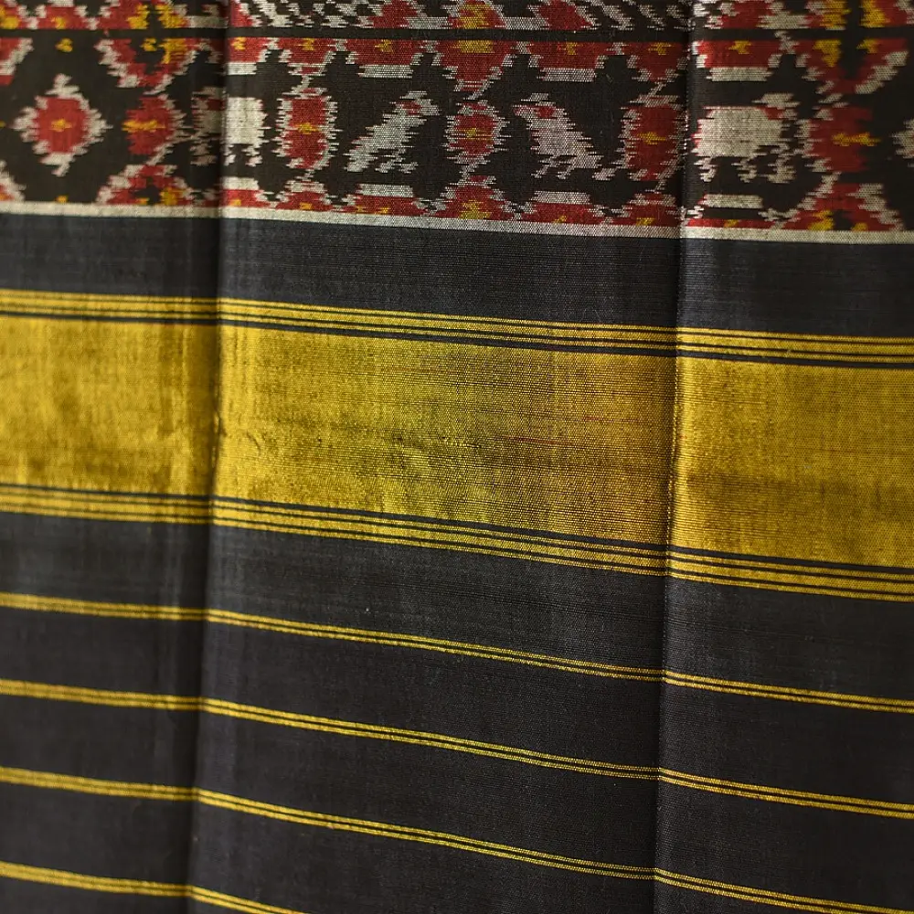 shop handloom black silk cotton patola ikat stole
