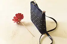 Dots & weaves ~ Tangaliya Sling Bag | Navy Blue & Black
