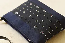Dots & weaves ~ Tangaliya Sling Bag | Navy Blue & Black