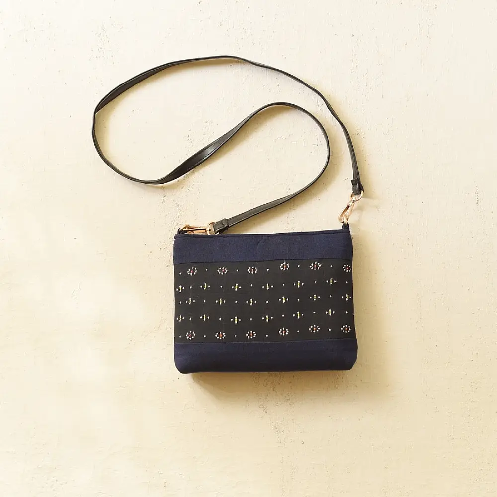 shop Tangaliya Sling Bag / Navy Blue & Black Purse