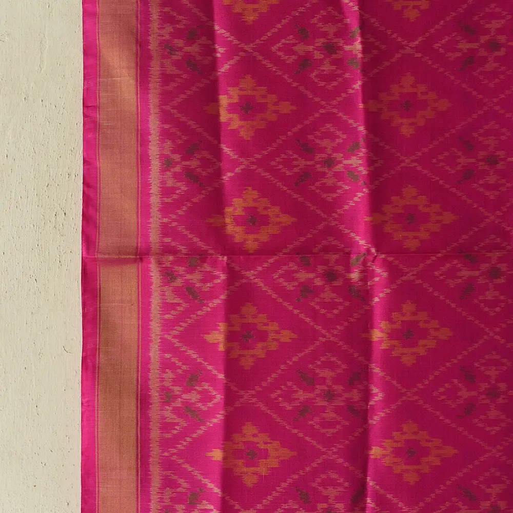 shop pure silk patola ikat dupatta - Pink Diamond Design