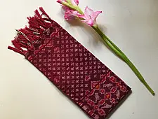 Rasika . रसिका ~ Handloom Patola Silk Cotton Stole - Crimson Red Butta