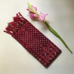 Rasika . रसिका ~ Handloom Patola Silk Cotton Stole - Maroon Butta