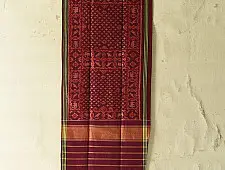 Rasika . रसिका ~ Handloom Patola Silk Cotton Stole - Crimson Red Butta