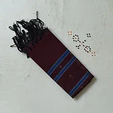 Tangaliya | Handloom Cotton Stole - Wine Maroon