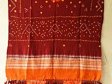 Winter's Call ❁ Tie & Dyed | Kutchi Bhujodi Weaving - Bandhani ( Tie-dyed ) Woolen Shawl - Maroon