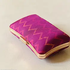 A pocket full of joy ~ Patola Clutch Purse / Sling Bag - Purple Zig Zag