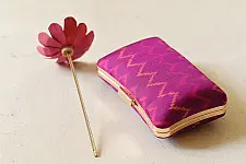 A pocket full of joy ~ Patola Clutch Purse / Sling Bag - Purple Zig Zag