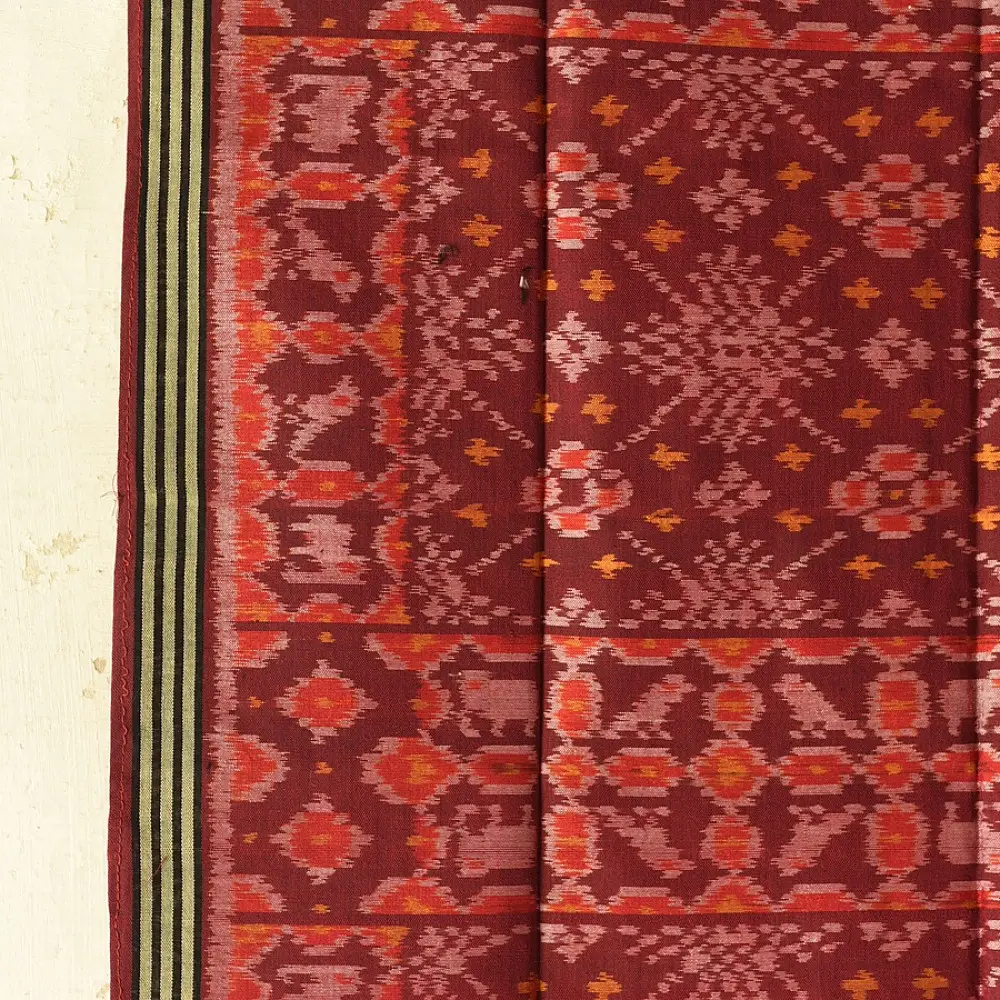 shop handloom silk cotton patola ikat stole - Maroon 