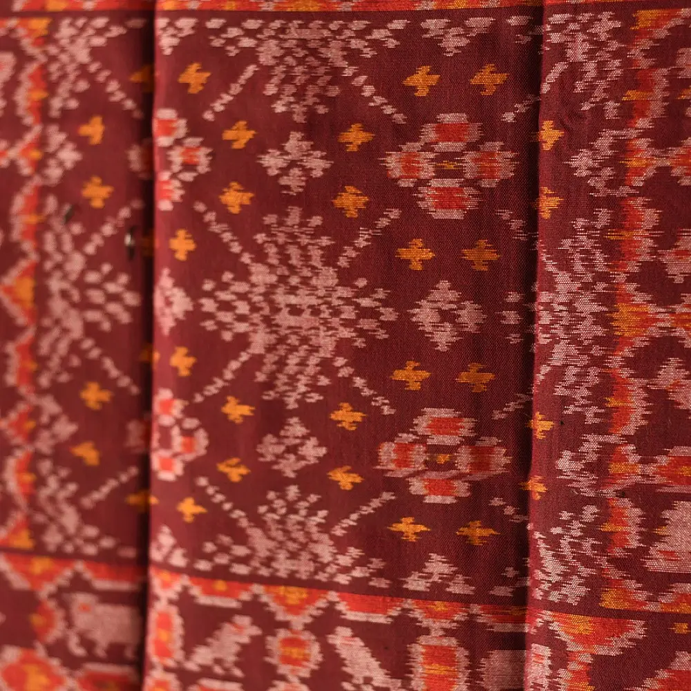 shop handloom silk cotton patola ikat stole - Maroon 