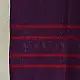 tangaliya handloom cotton stole in rich regal violet purple with crimson red stripes, raised white dana bead motifs, and hand-knotted fringe tassels