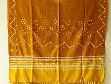 Winter's Call ❁ Tie & Dyed | Kutchi Bhujodi Weaving - Bandhani ( Tie-dyed ) Woolen Shawl - Mustard Yellow