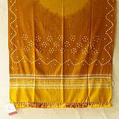 Winter's Call ❁ Tie & Dyed | Kutchi Bhujodi Weaving - Bandhani ( Tie-dyed ) Woolen Shawl - Mustard Yellow