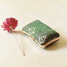 A pocket full of joy ~ Patola Clutch Purse / Sling Green Bag