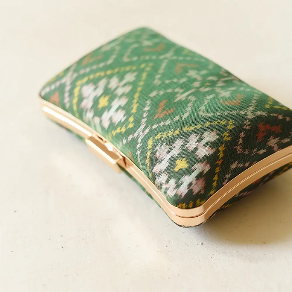 shop Patola Clutch Purse / Sling Green Bag