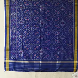 Rasika . रसिका ~ Patola Silk Dupatta ~ Indigo Blue Navratna