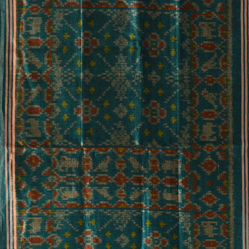 shop Blue - handloom silk cotton patola ikat stole