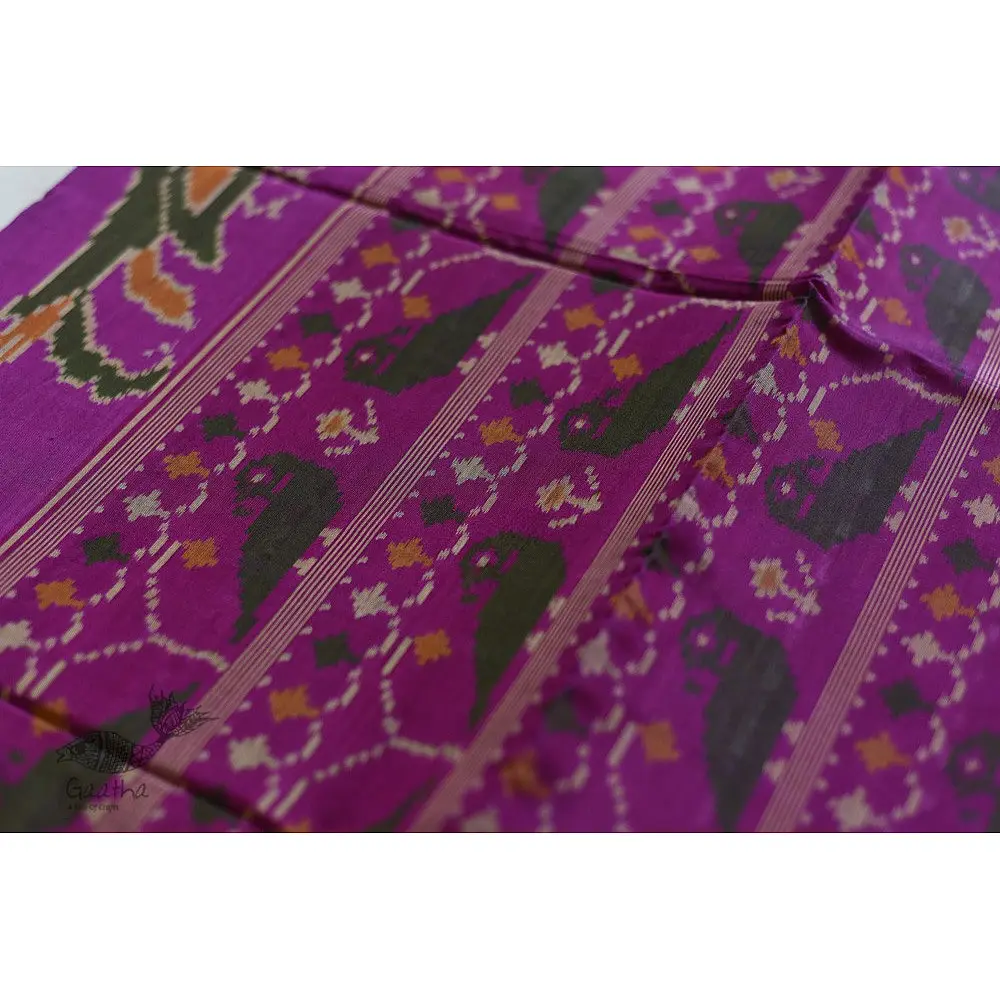 shop Patola Silk Handwoven saree Purple Pink 
