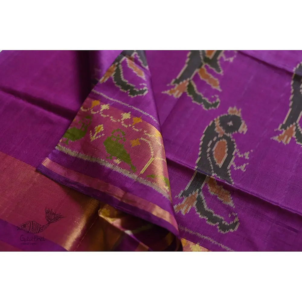 shop Patola Silk Handwoven saree Purple Pink 