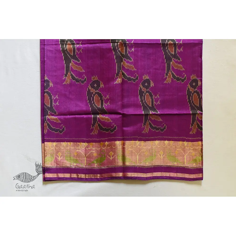 shop Patola Silk Handwoven saree Purple Pink 