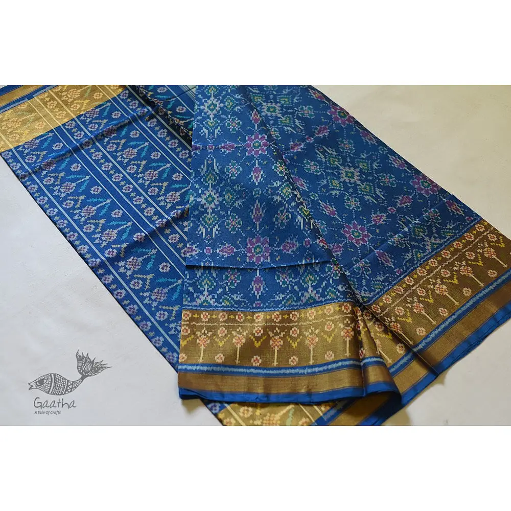 shop Patola Silk Handwoven Blue saree