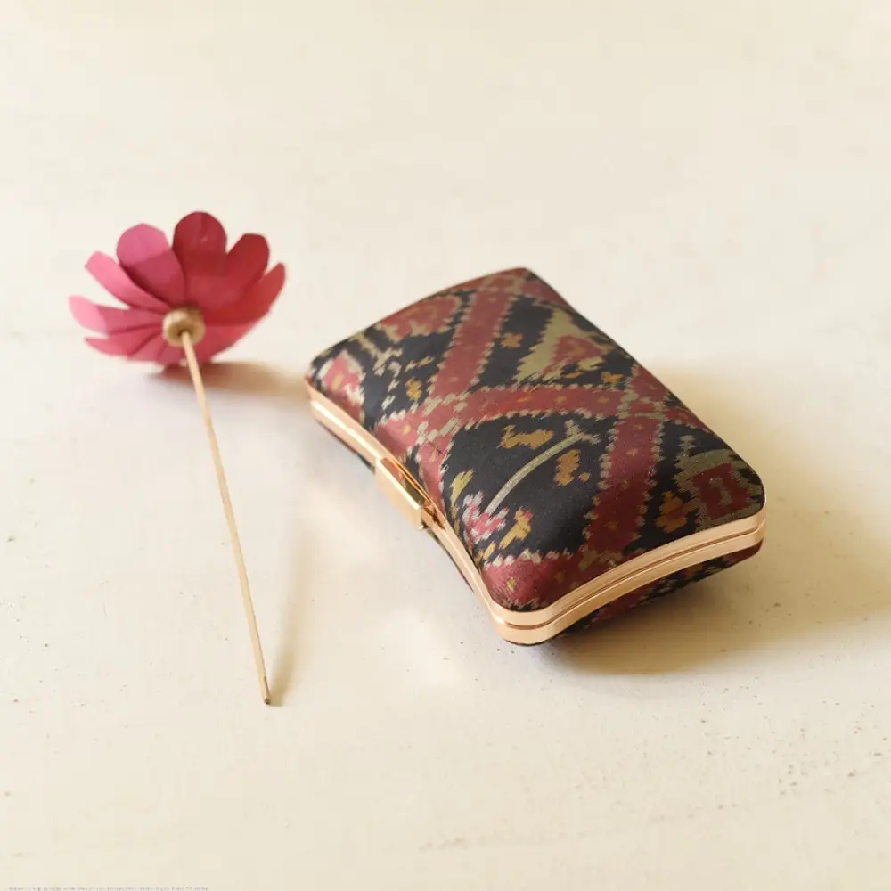 shop Patola Clutch black Purse / Sling Bag