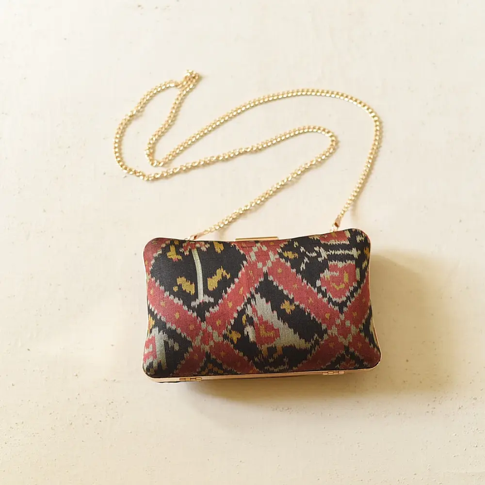 shop Patola Clutch black Purse / Sling Bag