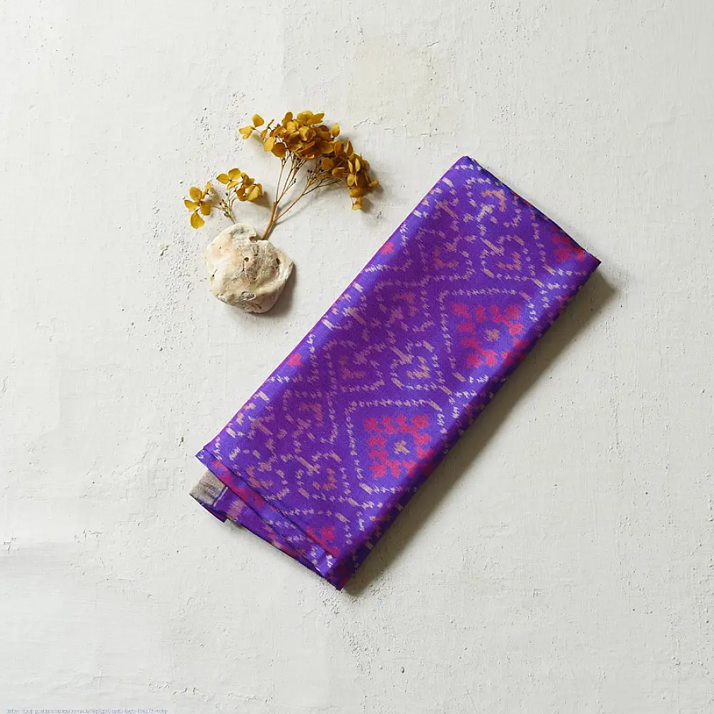 shop pure silk patola ikat dupatta - Purple Diamond Design