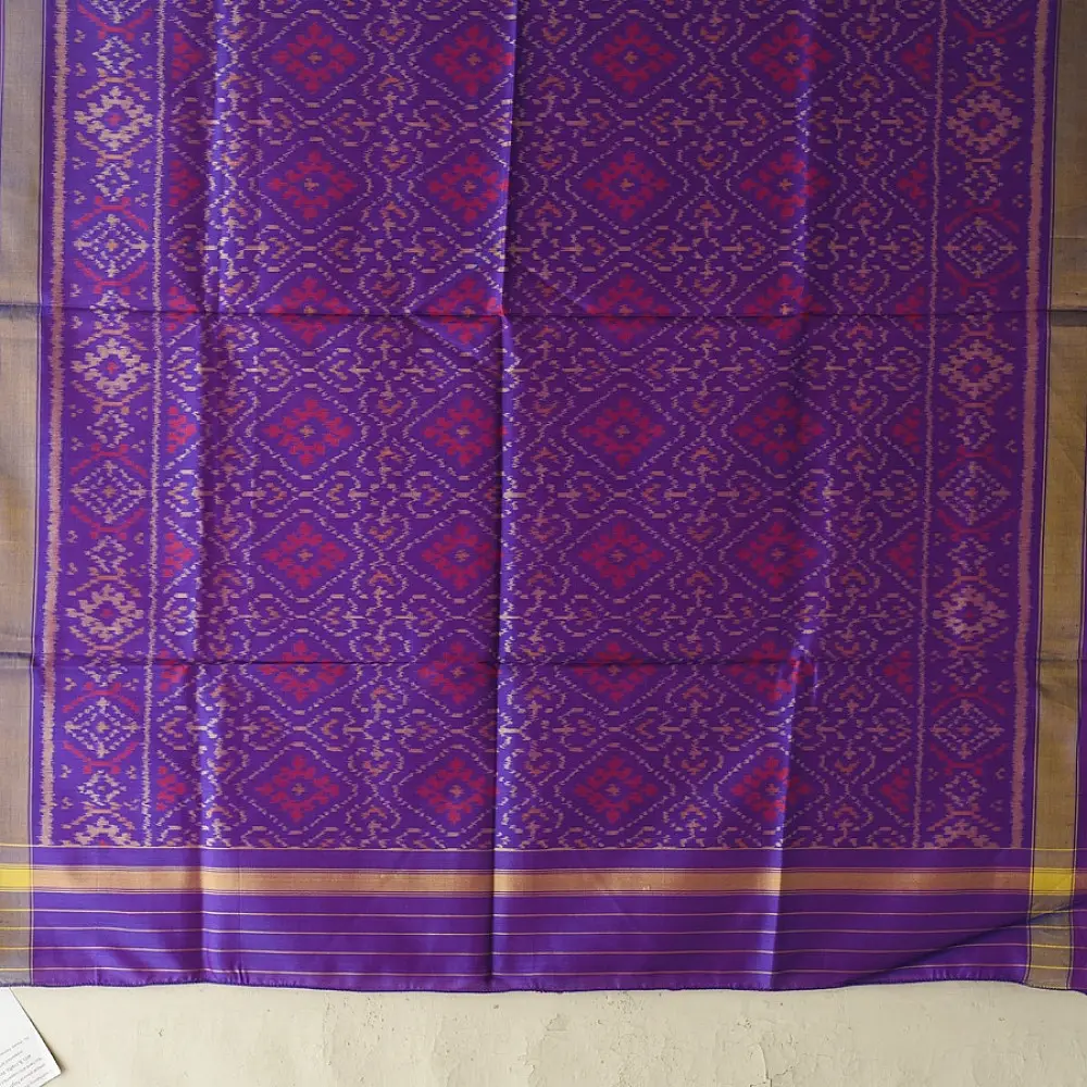 shop pure silk patola ikat dupatta - Purple Diamond Design