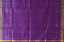 Rasika . रसिका ~ Handloom Patola Pure Silk Dupatta ~ Purple Diamond Design