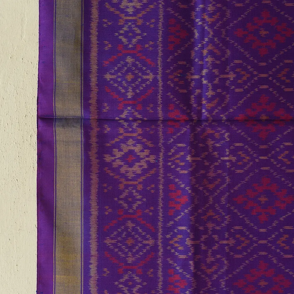 shop pure silk patola ikat dupatta - Purple Diamond Design